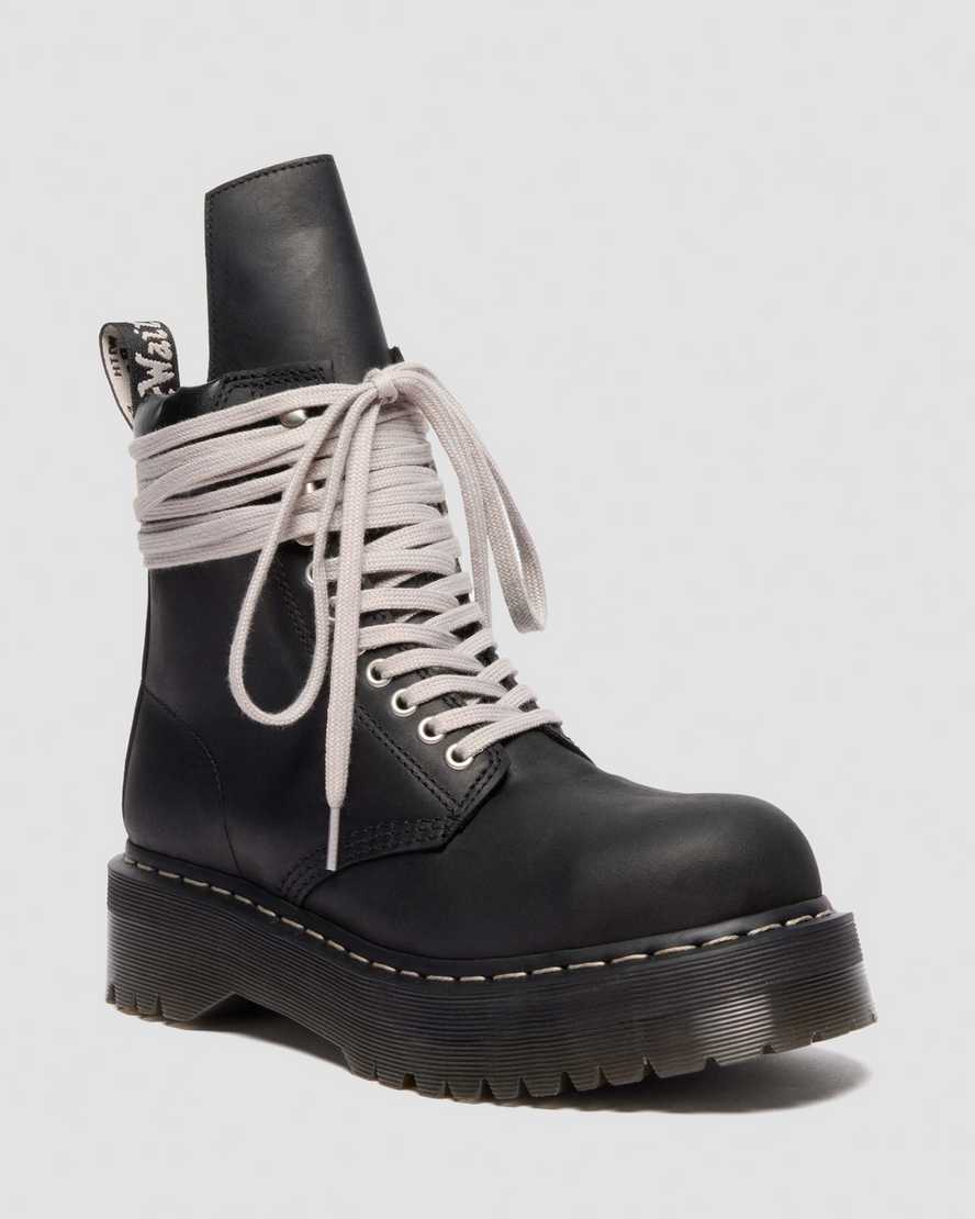 STEEL TOE QUAD RICK OWENS Wraparound Lace Leather Platform Boots