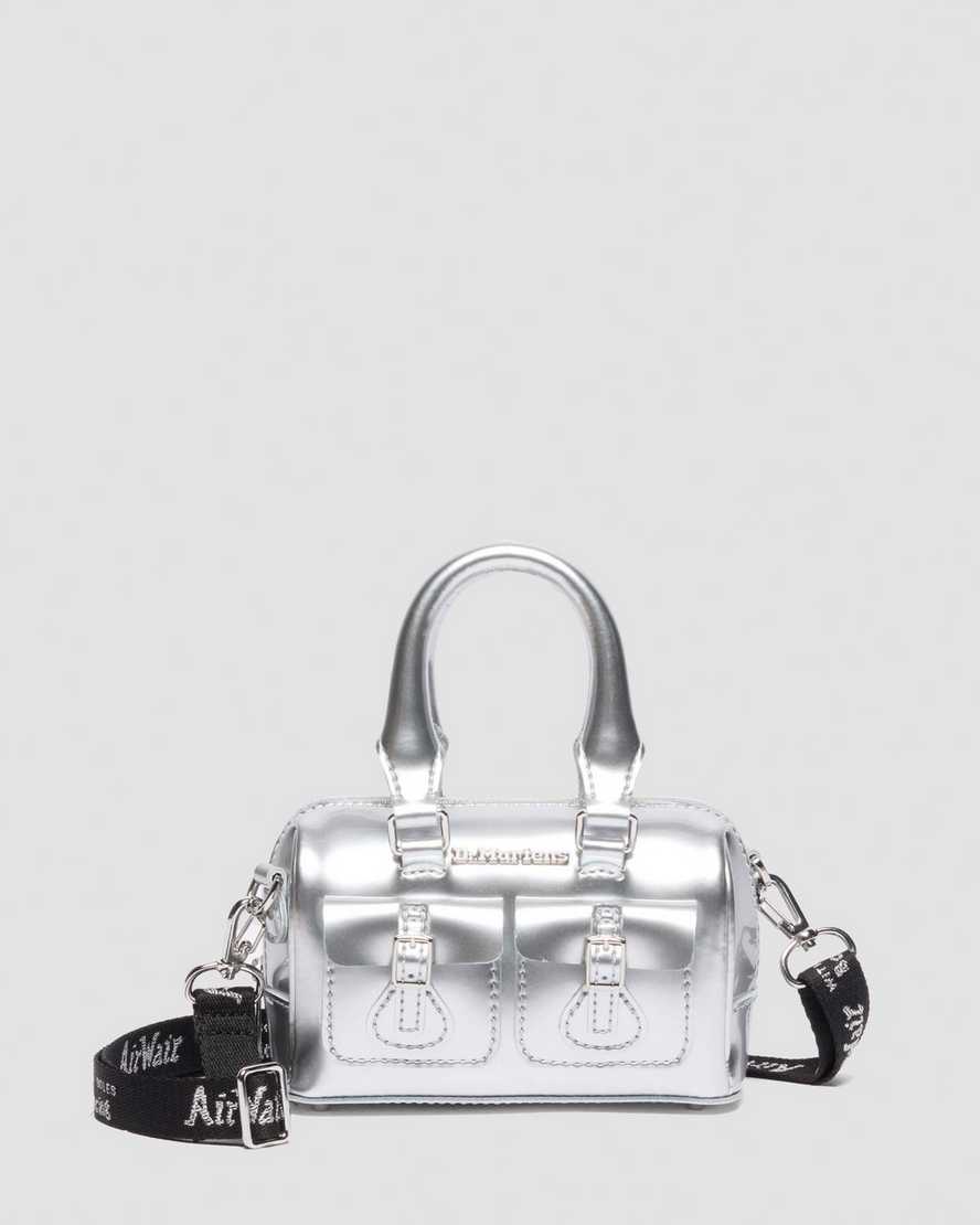 MINI TOP HANDLE BAG Silver Patent Leather Bag