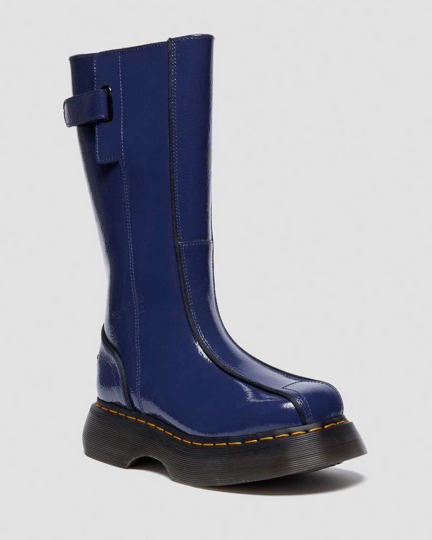 BUZZ HI Tall Distressed Patent Leather Boots